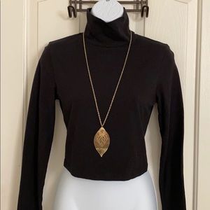 Long-sleeved turtle neck cropped top